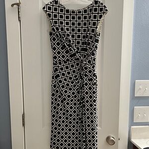 Lauren Ralph Lauren Black and White Patterned Midi Dress